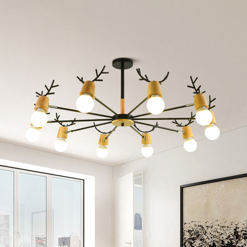 Sputnik Metal Chandelier Lighting Modern 3/6/8 Lights White/Black Ceiling Hang Fixture with Bare Bulb for Bedroom Clearhalo 'Ceiling Lights' 'Chandeliers' 'Modern Chandeliers' 'Modern' Lighting' 678859