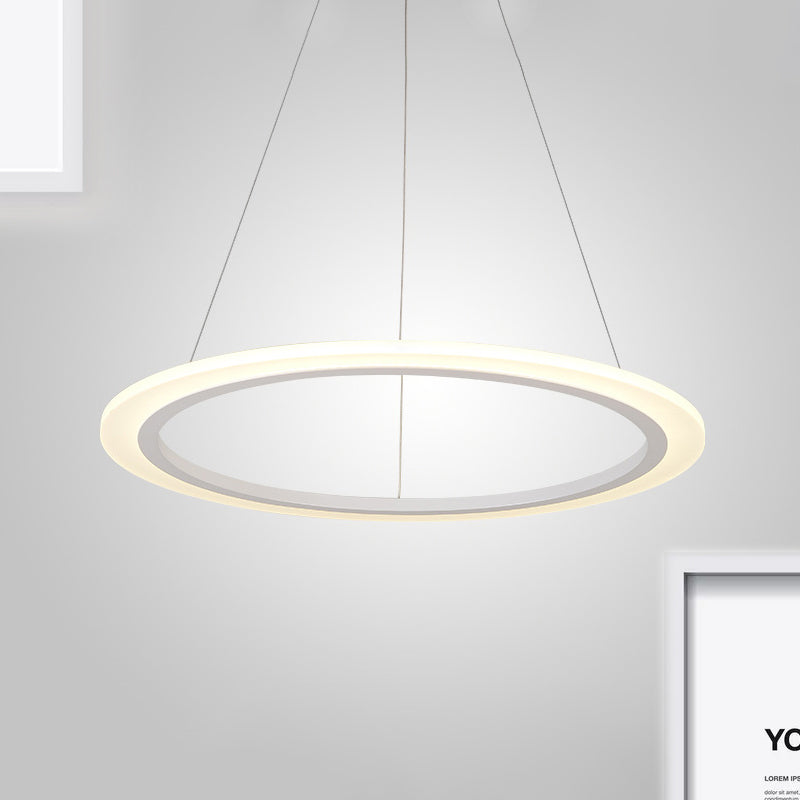 Contemporary 1/2/3-Light Chandelier with Acrylic Shade White Loop Suspension Pendant in Warm/White Light Clearhalo 'Ceiling Lights' 'Chandeliers' 'Modern Chandeliers' 'Modern' Lighting' 678867