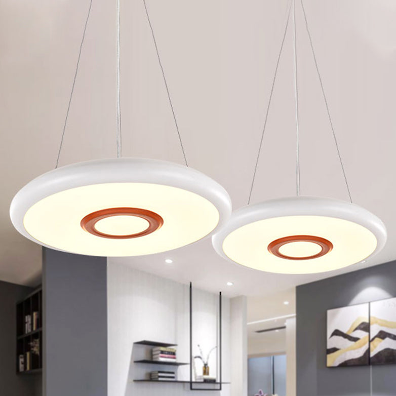 Circular Metal Hanging Lamp Kit Simple LED White Pendant Lighting Fixture in Warm/White/Natural Light, 18"/22" Wide Clearhalo 'Ceiling Lights' 'Modern Pendants' 'Modern' 'Pendant Lights' 'Pendants' Lighting' 678882