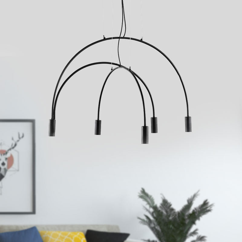 2/3/5 Lights Arched Pendant Lighting Contemporary Metal Black LED Suspension Light for Bar Clearhalo 'Ceiling Lights' 'Modern Pendants' 'Modern' 'Pendant Lights' 'Pendants' Lighting' 678886