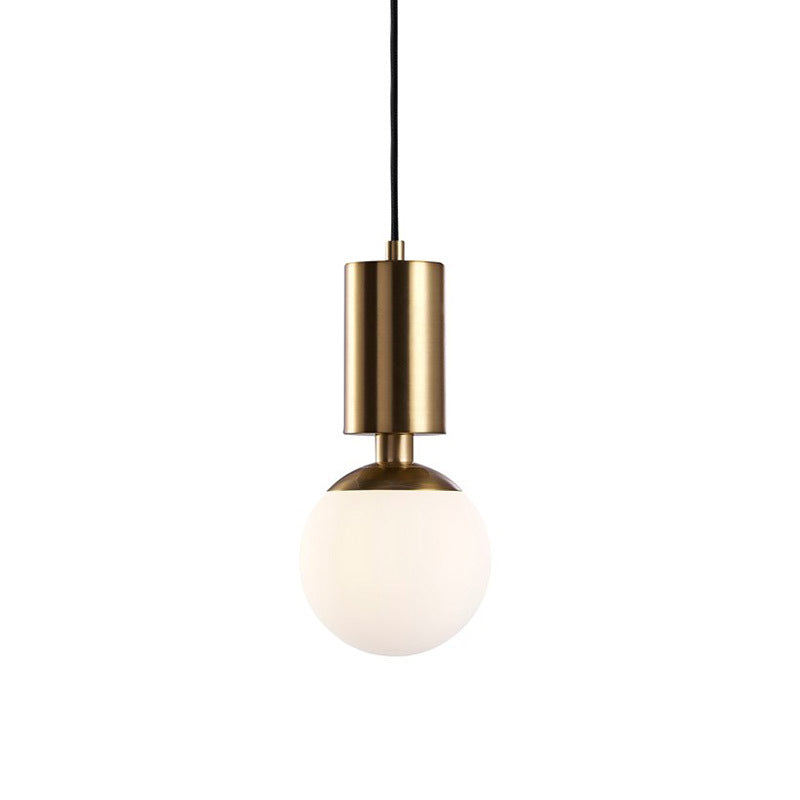 Milky Glass Sphere Pendant Lighting Minimalist 1 Head Black Ceiling Suspension Lamp, 8" Wide Clearhalo 'Ceiling Lights' 'Glass shade' 'Glass' 'Modern Pendants' 'Modern' 'Pendant Lights' 'Pendants' Lighting' 678893