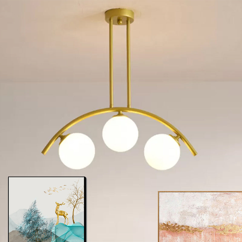 Postmodern 3/5/7-Light Island Pendant with Clear/White Shade Gold Curvy Ceiling Light for Kitchen Clearhalo 'Ceiling Lights' 'Close To Ceiling Lights' 'Glass shade' 'Glass' 'Island Lights' Lighting' 678935