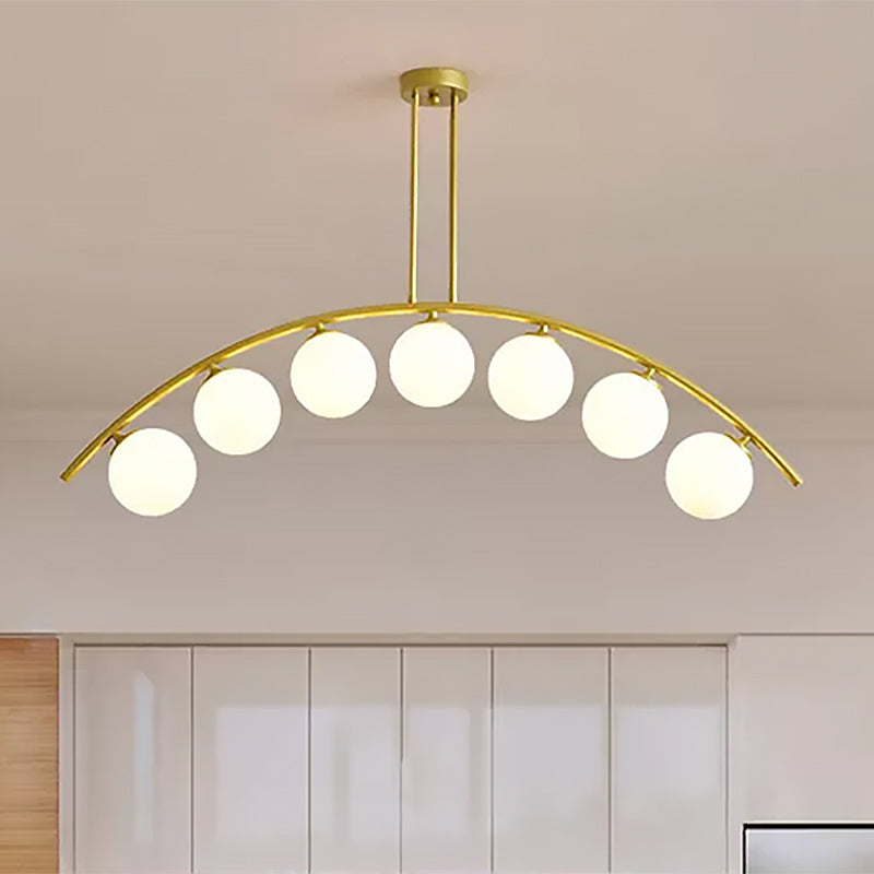 Postmodern 3/5/7-Light Island Pendant with Clear/White Shade Gold Curvy Ceiling Light for Kitchen Clearhalo 'Ceiling Lights' 'Close To Ceiling Lights' 'Glass shade' 'Glass' 'Island Lights' Lighting' 678937