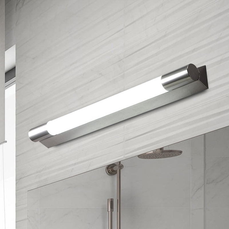 Tube Shaped Vanity Light Modern Stylish Metallic 19.5"/23" W LED Bathroom Wall Sconce in Silver, Warm/White Light Clearhalo 'Cast Iron' 'Glass' 'Industrial' 'Modern wall lights' 'Modern' 'Tiffany' 'Traditional wall lights' 'Vanity Lights' 'Wall Lights' Lighting' 678991