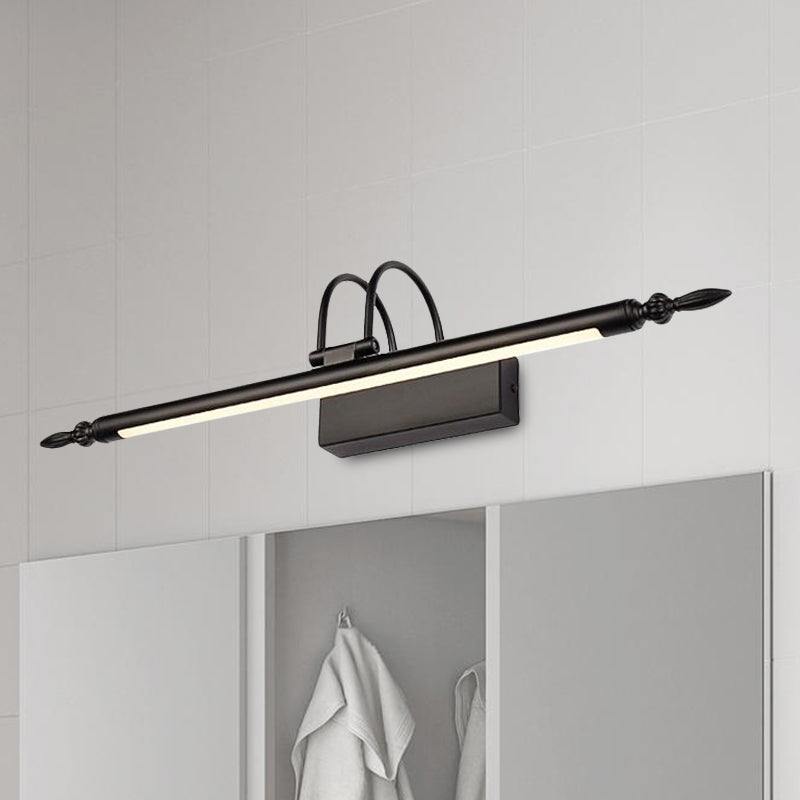 Simple Style Linear Vanity Lighting Metallic 22"/26" Wide LED Bathroom Wall Light in Black, White/Warm Light Clearhalo 'Cast Iron' 'Glass' 'Industrial' 'Modern wall lights' 'Modern' 'Tiffany' 'Traditional wall lights' 'Vanity Lights' 'Wall Lights' Lighting' 678994