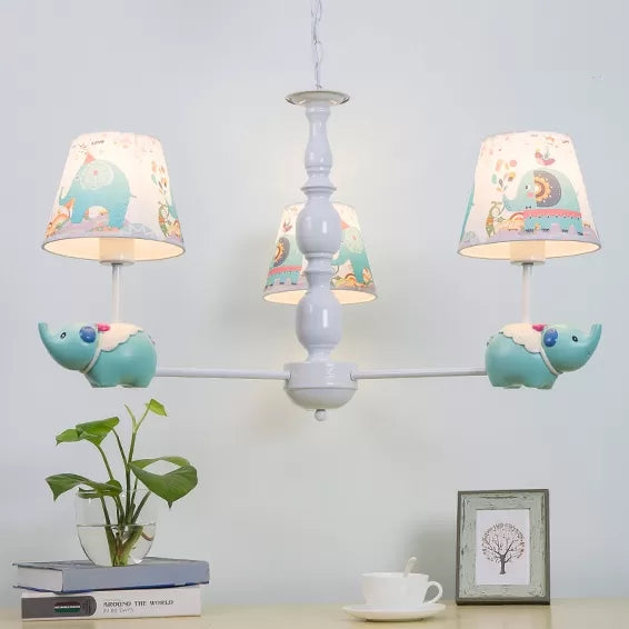 Animal Elephant Pendant Lamp with Coolie Shade Metallic Blue Chandelier for Nursing Room Clearhalo 'Ceiling Lights' 'Chandeliers' Lighting' options 67905