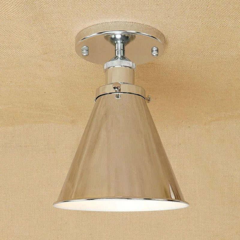 1 Light Metallic Semi Flush Light Vintage Style Rust/Copper Tapered Indoor Semi Flush Light Fixture Clearhalo 'Ceiling Lights' 'Close To Ceiling Lights' 'Close to ceiling' 'Semi-flushmount' Lighting' 679086