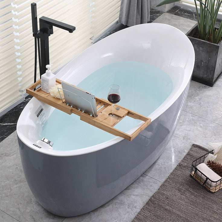 Modern 25.2-inch Tall Acrylic Bathtub Freestanding Soaking Bath (Board not Included) Grey 55"L x 31"W x 25"H Clearhalo 'Bathroom Remodel & Bathroom Fixtures' 'Bathtubs' 'Home Improvement' 'home_improvement' 'home_improvement_bathtubs' 'Showers & Bathtubs' 6792782