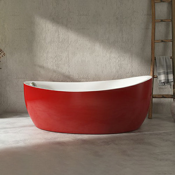 Modern 25.2-inch Tall Acrylic Bathtub Freestanding Soaking Bath (Board not Included) Red Clearhalo 'Bathroom Remodel & Bathroom Fixtures' 'Bathtubs' 'Home Improvement' 'home_improvement' 'home_improvement_bathtubs' 'Showers & Bathtubs' 6792785