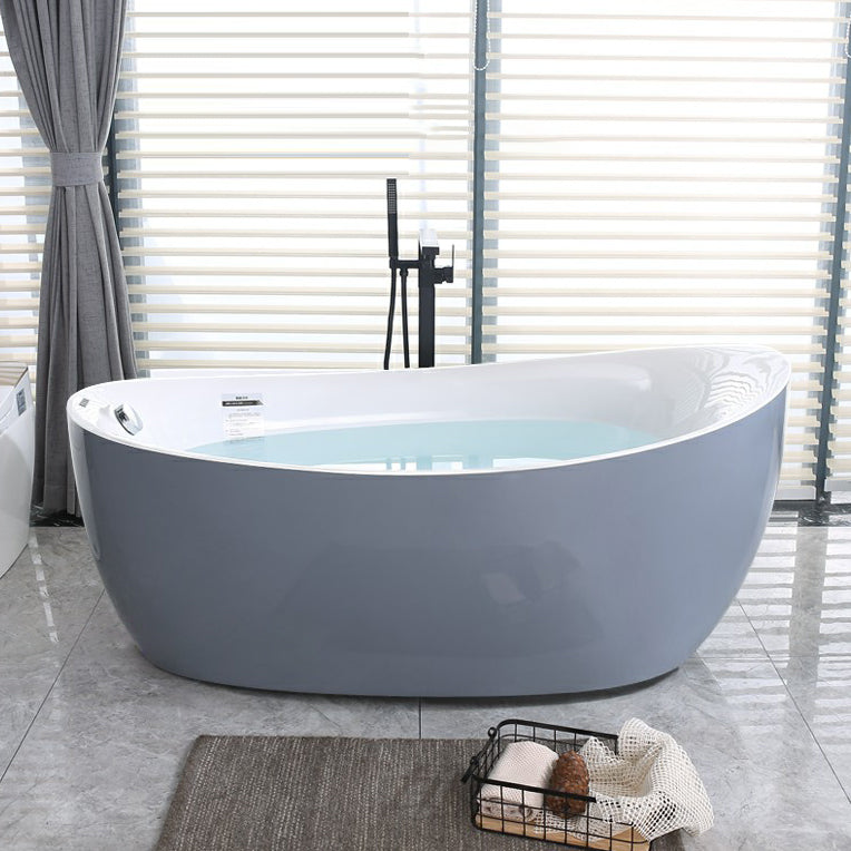 Modern 25.2-inch Tall Acrylic Bathtub Freestanding Soaking Bath (Board not Included) Grey 59"L x 31"W x 25"H Clearhalo 'Bathroom Remodel & Bathroom Fixtures' 'Bathtubs' 'Home Improvement' 'home_improvement' 'home_improvement_bathtubs' 'Showers & Bathtubs' 6792786