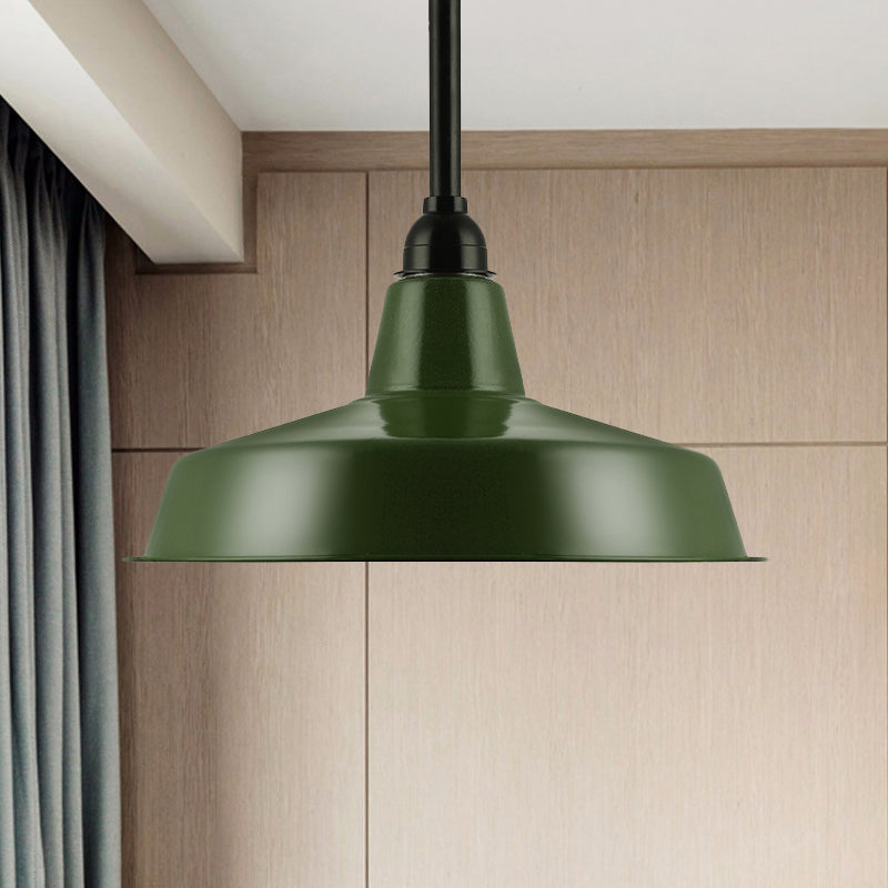 Green Barn Shade Ceiling Pendant Vintage Style Metal 1 Head Living Room Ceiling Fixture with Cord/Downrods Clearhalo 'Art Deco Pendants' 'Cast Iron' 'Ceiling Lights' 'Ceramic' 'Crystal' 'Industrial Pendants' 'Industrial' 'Metal' 'Middle Century Pendants' 'Pendant Lights' 'Pendants' 'Tiffany' Lighting' 679439