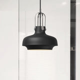 Black/White Bowl Shade Hanging Lamp Industrial Metallic 1 Light Living Room Pendant Light with Adjustable Cord Clearhalo 'Ceiling Lights' 'Modern Pendants' 'Modern' 'Pendant Lights' 'Pendants' Lighting' 679451