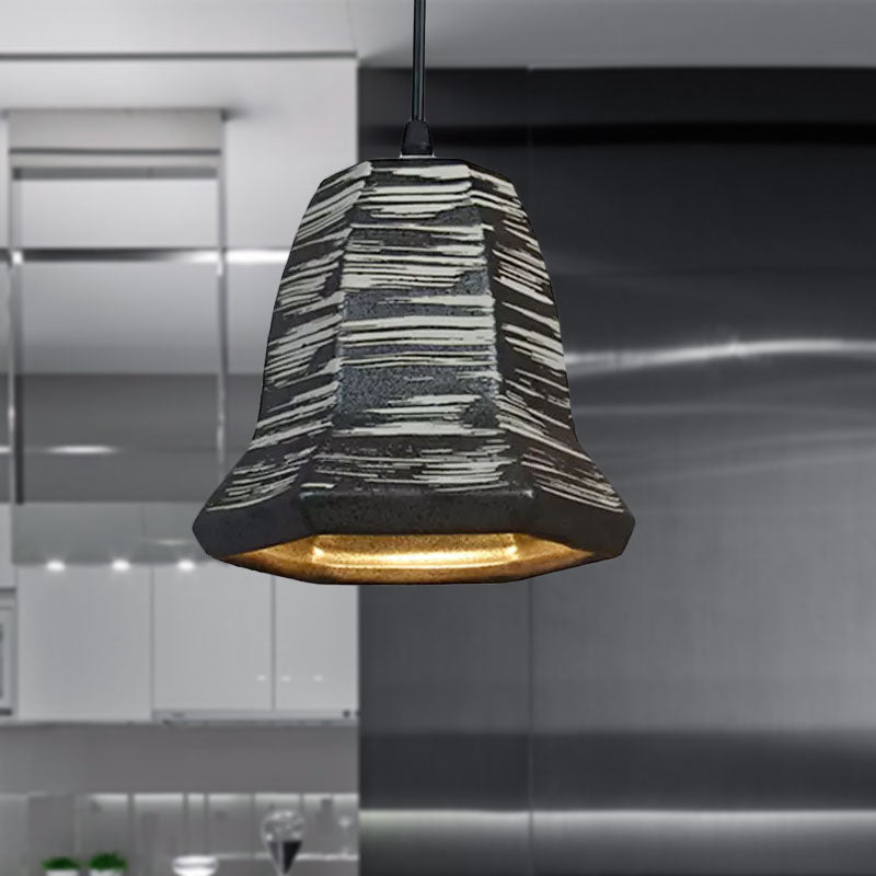 Barrel/Bell/Urn Shade Ceramic Pendant Light Industrial 1 Light Restaurant Hanging Light Fixture in Grey Clearhalo 'Ceiling Lights' 'Modern Pendants' 'Modern' 'Pendant Lights' 'Pendants' Lighting' 679526