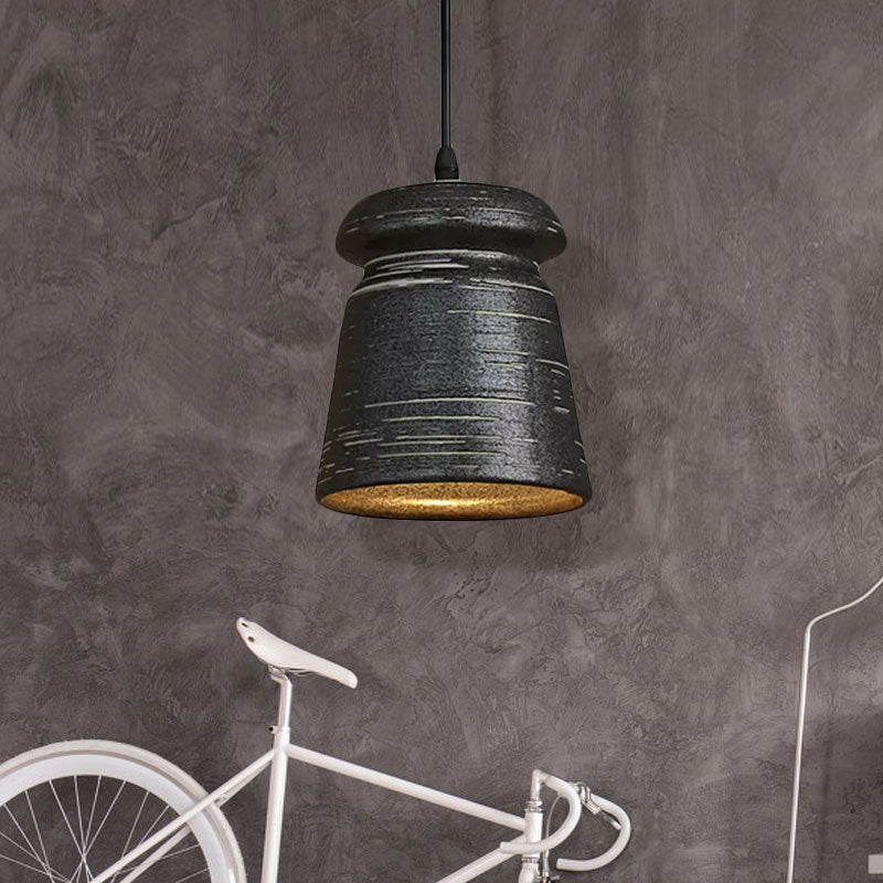 Barrel/Bell/Urn Shade Ceramic Pendant Light Industrial 1 Light Restaurant Hanging Light Fixture in Grey Clearhalo 'Ceiling Lights' 'Modern Pendants' 'Modern' 'Pendant Lights' 'Pendants' Lighting' 679527