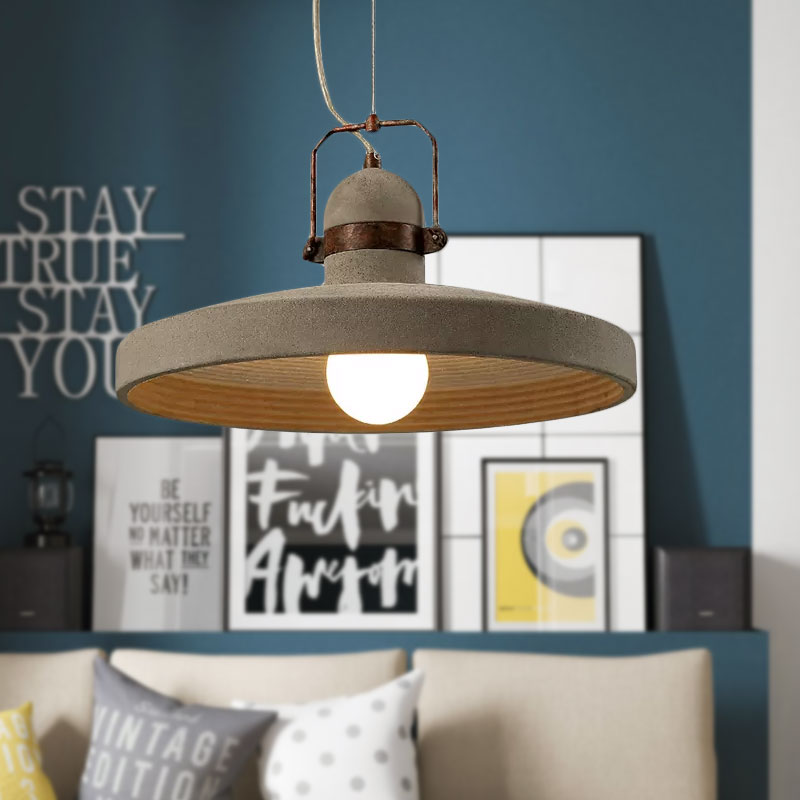 Cement Round Shade Ceiling Pendant Industrial Style 1-Light Kitchen Pendant Light in Rust/Black Clearhalo 'Ceiling Lights' 'Modern Pendants' 'Modern' 'Pendant Lights' 'Pendants' Lighting' 679528