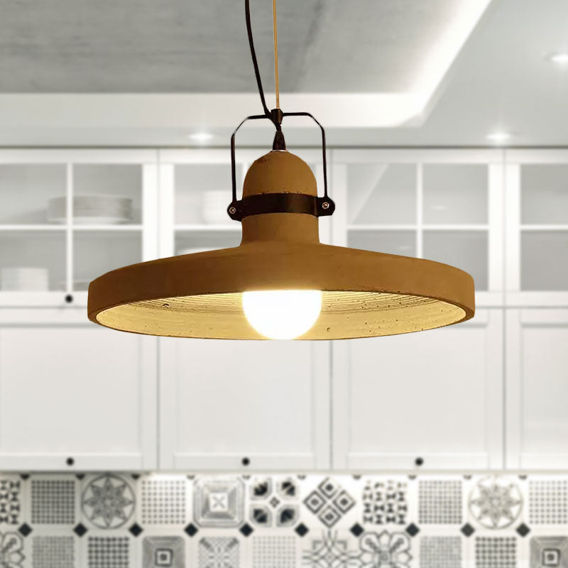 Cement Round Shade Ceiling Pendant Industrial Style 1-Light Kitchen Pendant Light in Rust/Black Clearhalo 'Ceiling Lights' 'Modern Pendants' 'Modern' 'Pendant Lights' 'Pendants' Lighting' 679529