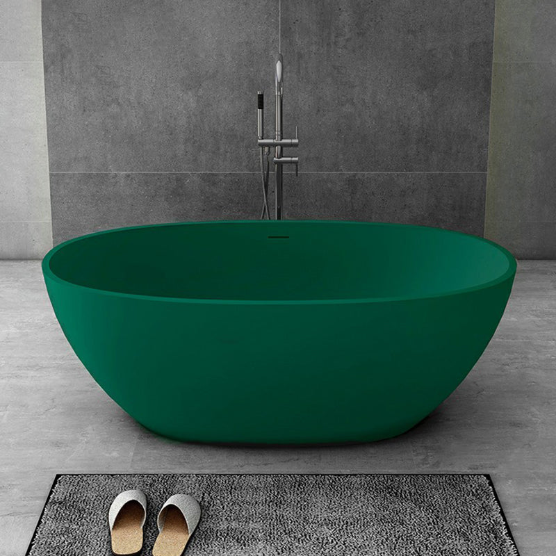 Modern Soaking Freestanding Bath Tub Stone Oval Bathtub with Overflow Trim Green 1\ (2.5cm) Clearhalo 'Bathroom Remodel & Bathroom Fixtures' 'Bathtubs' 'Home Improvement' 'home_improvement' 'home_improvement_bathtubs' 'Showers & Bathtubs' 6795885