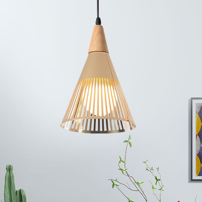 Metallic Cone Ceiling Light with Cage Shade Contemporary 1 Light Bedroom Pendant Lighting in Black/Gold/White Clearhalo 'Ceiling Lights' 'Modern Pendants' 'Modern' 'Pendant Lights' 'Pendants' Lighting' 679707