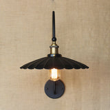 Industrial Scalloped Edge Wall Lamp Sconce 1 Bulb Metallic Wall Light with Arched Arm in Black for Hallway Clearhalo 'Art deco wall lights' 'Cast Iron' 'Glass' 'Industrial wall lights' 'Industrial' 'Middle century wall lights' 'Modern' 'Rustic wall lights' 'Tiffany' 'Traditional wall lights' 'Wall Lamps & Sconces' 'Wall Lights' Lighting' 679724