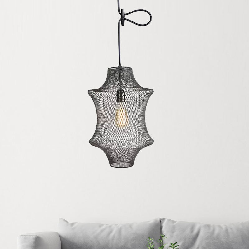 Black Mesh Cage Pendant Light Industrial Metal One Light Dining Room Hanging Lamp Clearhalo 'Art Deco Pendants' 'Black' 'Cast Iron' 'Ceiling Lights' 'Ceramic' 'Crystal' 'Industrial Pendants' 'Industrial' 'Metal' 'Middle Century Pendants' 'Pendant Lights' 'Pendants' 'Rustic Pendants' 'Tiffany' Lighting' 679775