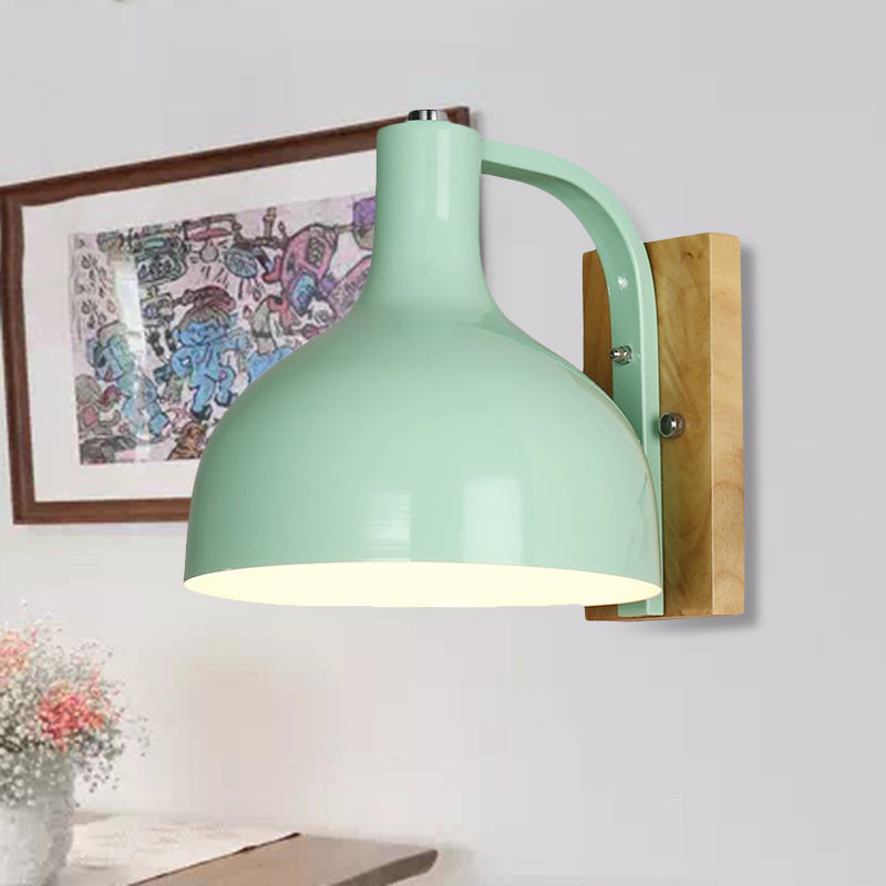 Metal Bowl Shaped Wall Light Living Room Single Light Nordic Style Undertint Sconce Lamp Green Clearhalo 'Wall Lamps & Sconces' 'Wall Lights' Lighting' 679819