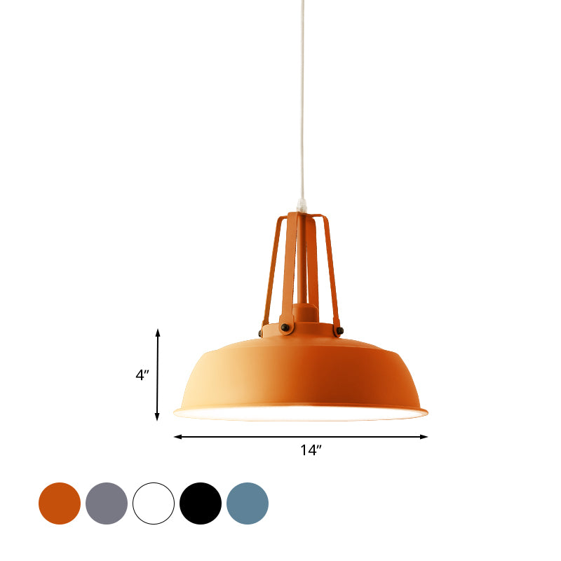 Black/Blue Barn Shade Hanging Pendant Light Nordic Stylish Metallic 1 Light Living Room Ceiling Fixture Clearhalo 'Ceiling Lights' 'Modern Pendants' 'Modern' 'Pendant Lights' 'Pendants' Lighting' 679833