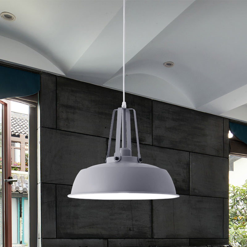 Black/Blue Barn Shade Hanging Pendant Light Nordic Stylish Metallic 1 Light Living Room Ceiling Fixture Clearhalo 'Ceiling Lights' 'Modern Pendants' 'Modern' 'Pendant Lights' 'Pendants' Lighting' 679835