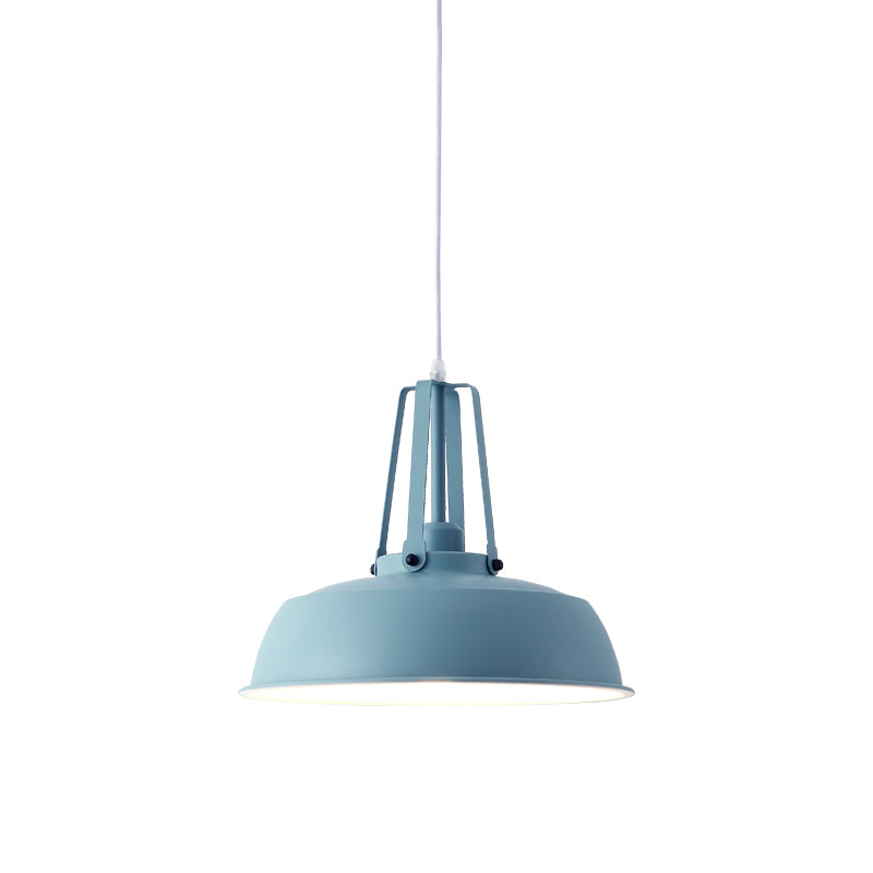 Black/Blue Barn Shade Hanging Pendant Light Nordic Stylish Metallic 1 Light Living Room Ceiling Fixture Clearhalo 'Ceiling Lights' 'Modern Pendants' 'Modern' 'Pendant Lights' 'Pendants' Lighting' 679849