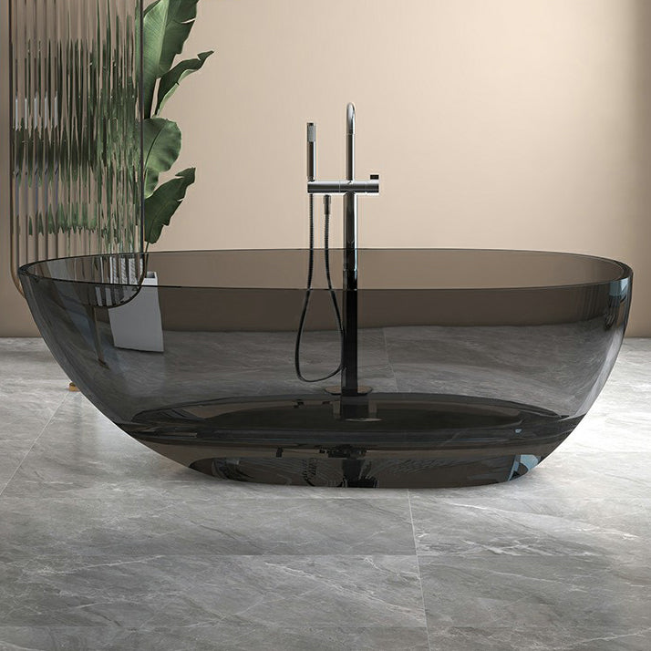 Modern Style Transparent Bathtub Oval Freestanding Bathtub for Bathroom Grey Clearhalo 'Bathroom Remodel & Bathroom Fixtures' 'Bathtubs' 'Home Improvement' 'home_improvement' 'home_improvement_bathtubs' 'Showers & Bathtubs' 6798959