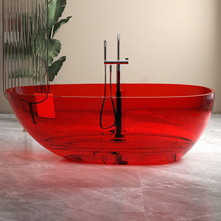 Modern Style Transparent Bathtub Oval Freestanding Bathtub for Bathroom Red Clearhalo 'Bathroom Remodel & Bathroom Fixtures' 'Bathtubs' 'Home Improvement' 'home_improvement' 'home_improvement_bathtubs' 'Showers & Bathtubs' 6798961