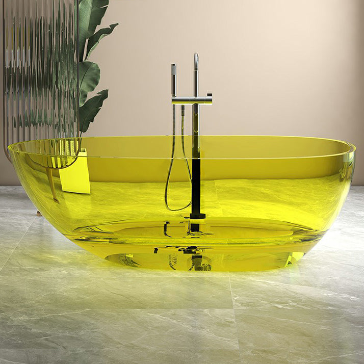 Modern Style Transparent Bathtub Oval Freestanding Bathtub for Bathroom Yellow Clearhalo 'Bathroom Remodel & Bathroom Fixtures' 'Bathtubs' 'Home Improvement' 'home_improvement' 'home_improvement_bathtubs' 'Showers & Bathtubs' 6798963