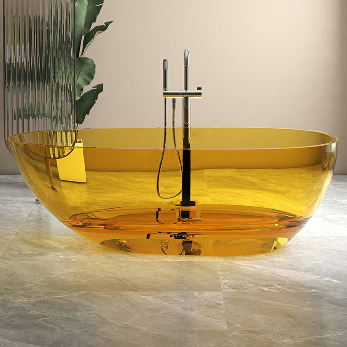 Modern Style Transparent Bathtub Oval Freestanding Bathtub for Bathroom Orange Clearhalo 'Bathroom Remodel & Bathroom Fixtures' 'Bathtubs' 'Home Improvement' 'home_improvement' 'home_improvement_bathtubs' 'Showers & Bathtubs' 6798964