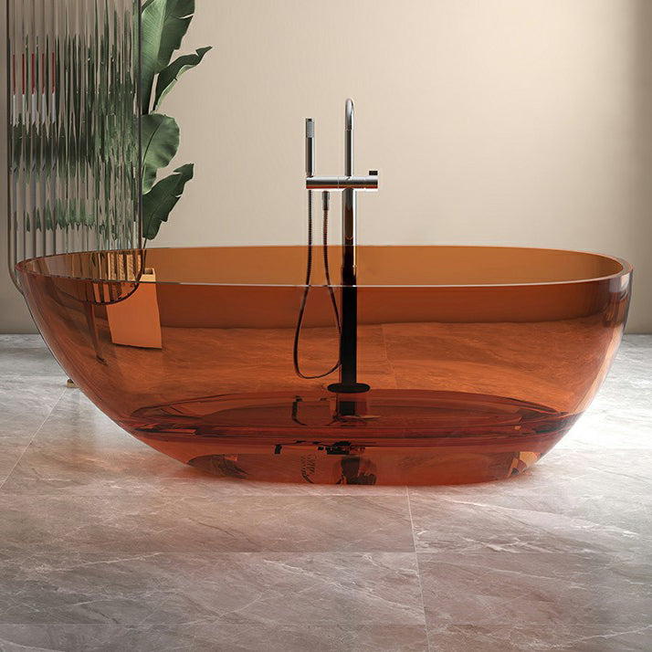 Modern Style Transparent Bathtub Oval Freestanding Bathtub for Bathroom Brown Clearhalo 'Bathroom Remodel & Bathroom Fixtures' 'Bathtubs' 'Home Improvement' 'home_improvement' 'home_improvement_bathtubs' 'Showers & Bathtubs' 6798966