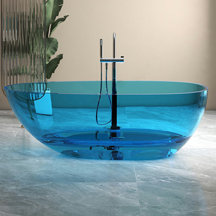 Modern Style Transparent Bathtub Oval Freestanding Bathtub for Bathroom Blue Clearhalo 'Bathroom Remodel & Bathroom Fixtures' 'Bathtubs' 'Home Improvement' 'home_improvement' 'home_improvement_bathtubs' 'Showers & Bathtubs' 6798968