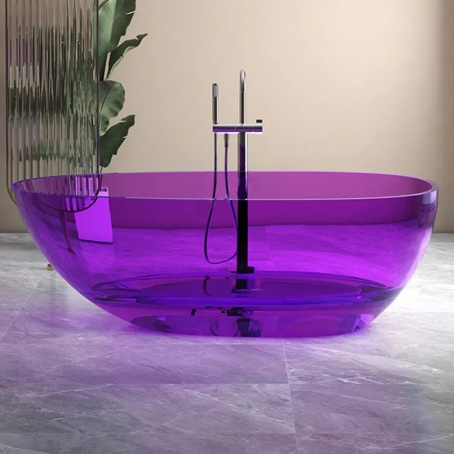 Modern Style Transparent Bathtub Oval Freestanding Bathtub for Bathroom Purple Clearhalo 'Bathroom Remodel & Bathroom Fixtures' 'Bathtubs' 'Home Improvement' 'home_improvement' 'home_improvement_bathtubs' 'Showers & Bathtubs' 6798970