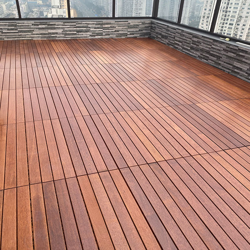 Tradition Teak Floor Tile Water Resistant Click Lock Wooden Floor for Patio Garden 1' x 2' Clearhalo 'Flooring 'Hardwood Flooring' 'hardwood_flooring' 'Home Improvement' 'home_improvement' 'home_improvement_hardwood_flooring' Walls and Ceiling' 6799712