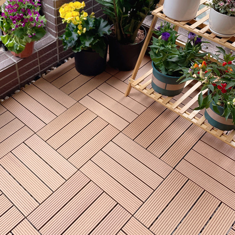 Square Engineered Wooden Floor Water Resistant Smooth Floor Tile for Patio Garden Brown Clearhalo 'Flooring 'Hardwood Flooring' 'hardwood_flooring' 'Home Improvement' 'home_improvement' 'home_improvement_hardwood_flooring' Walls and Ceiling' 6799749