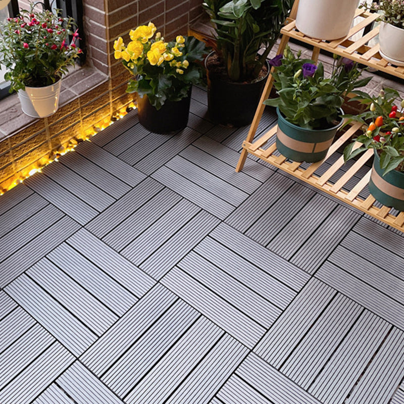 Square Engineered Wooden Floor Water Resistant Smooth Floor Tile for Patio Garden Grey Clearhalo 'Flooring 'Hardwood Flooring' 'hardwood_flooring' 'Home Improvement' 'home_improvement' 'home_improvement_hardwood_flooring' Walls and Ceiling' 6799755