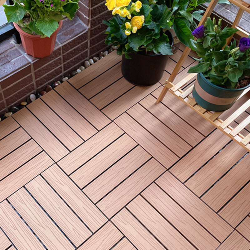 Square Engineered Wooden Floor Water Resistant Smooth Floor Tile for Patio Garden Yellow-Brown Clearhalo 'Flooring 'Hardwood Flooring' 'hardwood_flooring' 'Home Improvement' 'home_improvement' 'home_improvement_hardwood_flooring' Walls and Ceiling' 6799758