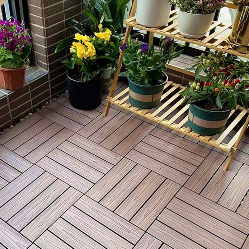 Square Engineered Wooden Floor Water Resistant Smooth Floor Tile for Patio Garden Dark Coffee Clearhalo 'Flooring 'Hardwood Flooring' 'hardwood_flooring' 'Home Improvement' 'home_improvement' 'home_improvement_hardwood_flooring' Walls and Ceiling' 6799760