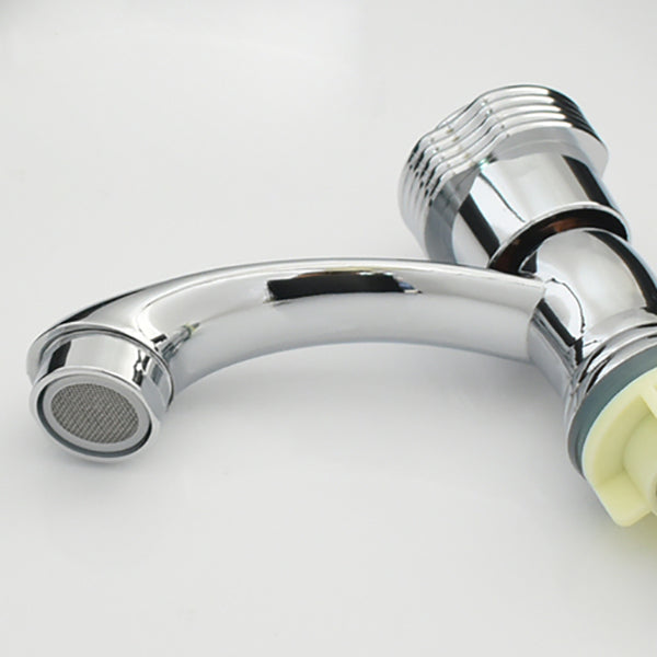 Contemporary Faucet Knob Handle Low Arc Zinc Faucet in Silver Clearhalo 'Bathroom Remodel & Bathroom Fixtures' 'Bathroom Sink Faucets' 'Bathroom Sinks & Faucet Components' 'bathroom_sink_faucets' 'Home Improvement' 'home_improvement' 'home_improvement_bathroom_sink_faucets' 6799872