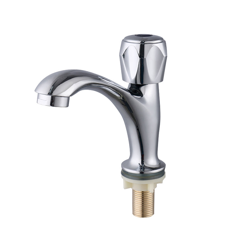 Contemporary Faucet Knob Handle 1 Hole Low Arc Solid Brass Faucet Clearhalo 'bathroom_sink_faucets' 'Conjuntos de Torneiras de Lavatório e Banheiro' 'home_improvement' 'home_improvement_bathroom_sink_faucets' 'Mobiliário Doméstico' 'Página inicial' 'Renovação e equipamento de casa de banho' 'Torneira para lavatório de banheiro' 6799877