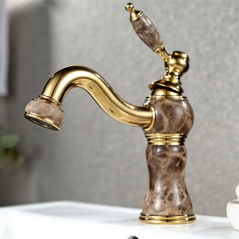 Traditional Centerset Faucet Knob Handle Low Arc Solid Brass Faucet Rose Gold Clearhalo 'Bathroom Remodel & Bathroom Fixtures' 'Bathroom Sink Faucets' 'Bathroom Sinks & Faucet Components' 'bathroom_sink_faucets' 'Home Improvement' 'home_improvement' 'home_improvement_bathroom_sink_faucets' 6799888