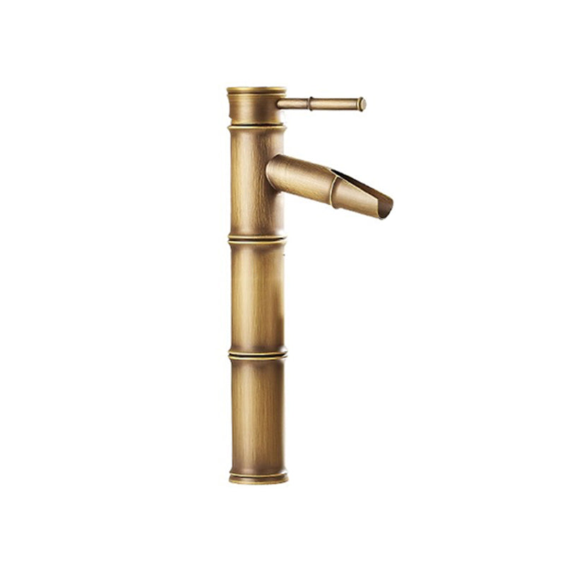 Country Style Vanity Sink Faucet Single Hole Bathroom Faucet Brass 12.1" Clearhalo 'Bathroom Remodel & Bathroom Fixtures' 'Bathroom Sink Faucets' 'Bathroom Sinks & Faucet Components' 'bathroom_sink_faucets' 'Home Improvement' 'home_improvement' 'home_improvement_bathroom_sink_faucets' 6799902