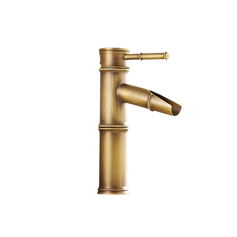 Country Style Vanity Sink Faucet Single Hole Bathroom Faucet Brass 8.2" Clearhalo 'Bathroom Remodel & Bathroom Fixtures' 'Bathroom Sink Faucets' 'Bathroom Sinks & Faucet Components' 'bathroom_sink_faucets' 'Home Improvement' 'home_improvement' 'home_improvement_bathroom_sink_faucets' 6799903