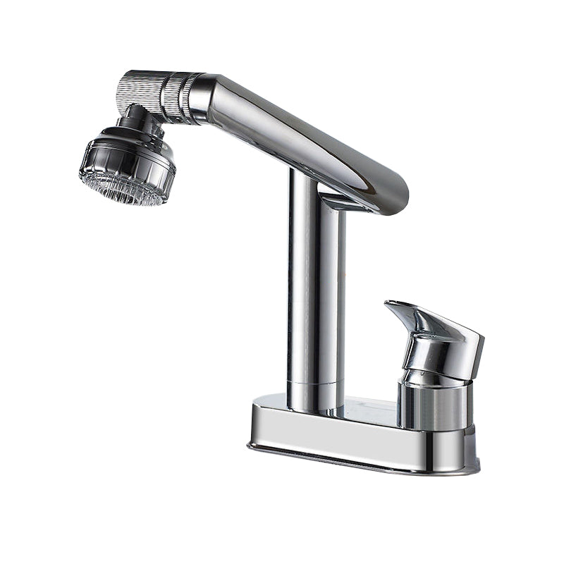 Modern Style Vessel Faucet Copper Knob Handle Low Arc Retractable Vessel Faucet Silver Clearhalo 'Bathroom Remodel & Bathroom Fixtures' 'Bathroom Sink Faucets' 'Bathroom Sinks & Faucet Components' 'bathroom_sink_faucets' 'Home Improvement' 'home_improvement' 'home_improvement_bathroom_sink_faucets' 6799925