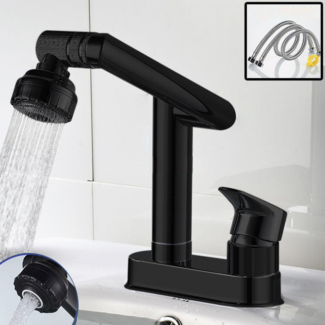 Modern Style Vessel Faucet Copper Knob Handle Low Arc Retractable Vessel Faucet Matte Black Clearhalo 'Bathroom Remodel & Bathroom Fixtures' 'Bathroom Sink Faucets' 'Bathroom Sinks & Faucet Components' 'bathroom_sink_faucets' 'Home Improvement' 'home_improvement' 'home_improvement_bathroom_sink_faucets' 6799926