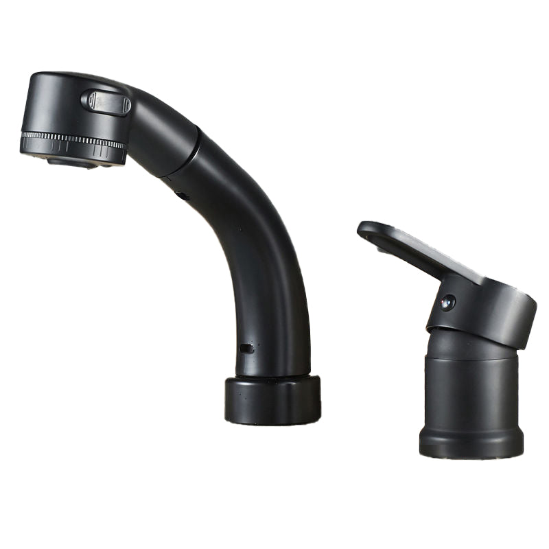 Modern Style Vessel Faucet Copper Knob Handle Low Arc Retractable Vessel Faucet Clearhalo 'Bathroom Remodel & Bathroom Fixtures' 'Bathroom Sink Faucets' 'Bathroom Sinks & Faucet Components' 'bathroom_sink_faucets' 'Home Improvement' 'home_improvement' 'home_improvement_bathroom_sink_faucets' 6799930