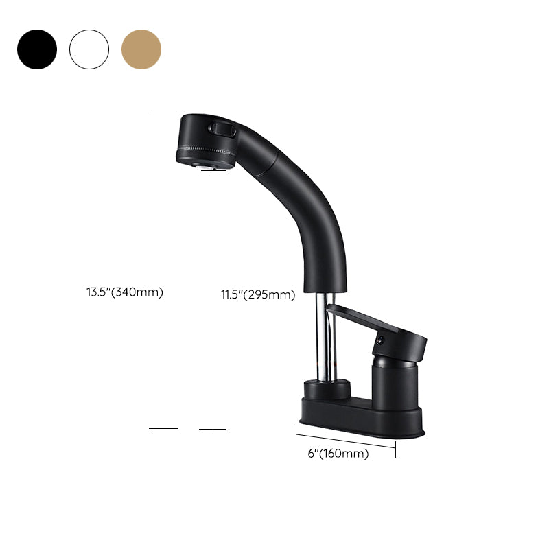 Modern Style Vessel Faucet Copper Knob Handle Low Arc Retractable Vessel Faucet Clearhalo 'Bathroom Remodel & Bathroom Fixtures' 'Bathroom Sink Faucets' 'Bathroom Sinks & Faucet Components' 'bathroom_sink_faucets' 'Home Improvement' 'home_improvement' 'home_improvement_bathroom_sink_faucets' 6799937