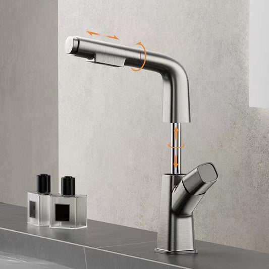 Widespread Sink Faucet Modern Faucet with Single Knob Handle Clearhalo 'Bathroom Remodel & Bathroom Fixtures' 'Bathroom Sink Faucets' 'Bathroom Sinks & Faucet Components' 'bathroom_sink_faucets' 'Home Improvement' 'home_improvement' 'home_improvement_bathroom_sink_faucets' 6799954